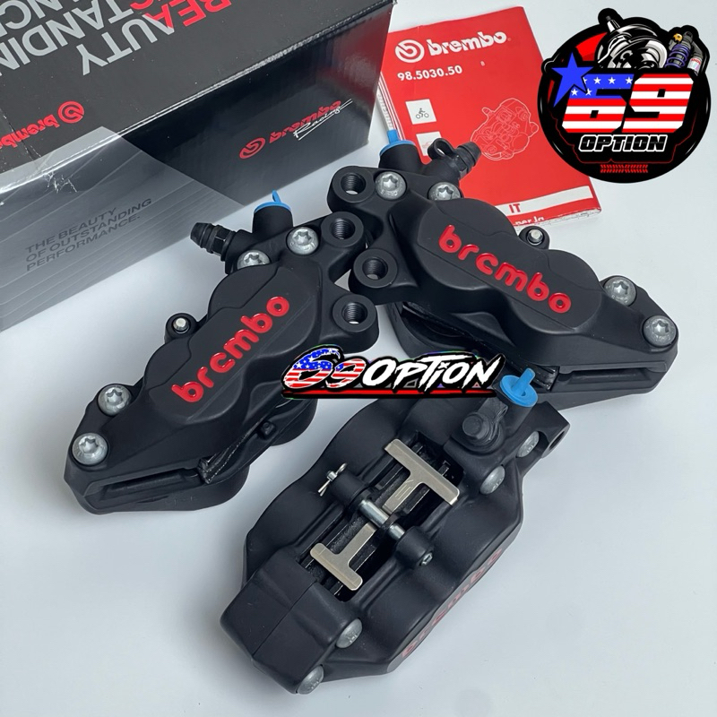 ปั้ม4พอตแท้ Brembo หูชิด ซ้าย ขวา สีดำโลโก้แดง