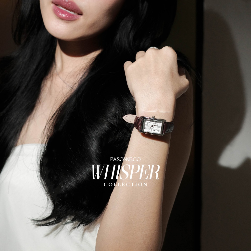 pasonne.co นาฬิกาข้อมือ รุ่น whisper สายสีน้ำตาลเข้ม ขอบสีเงิน รูปที่ 5