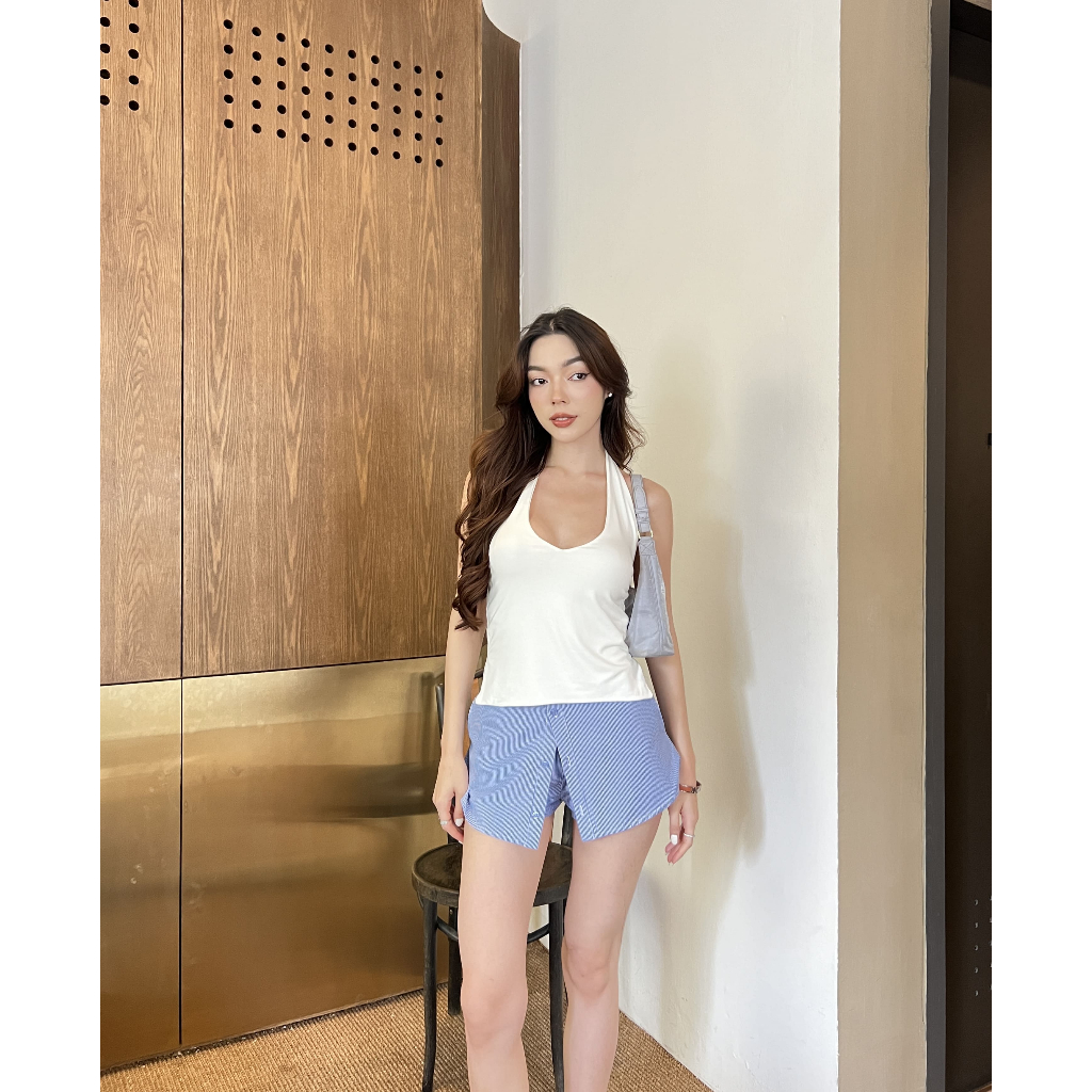 selena top - เสื้อคล้องคอ เย็บทบ 2 ชั้นเก็บทรงสวยแมทช์ง่าย - รูปที่ 2