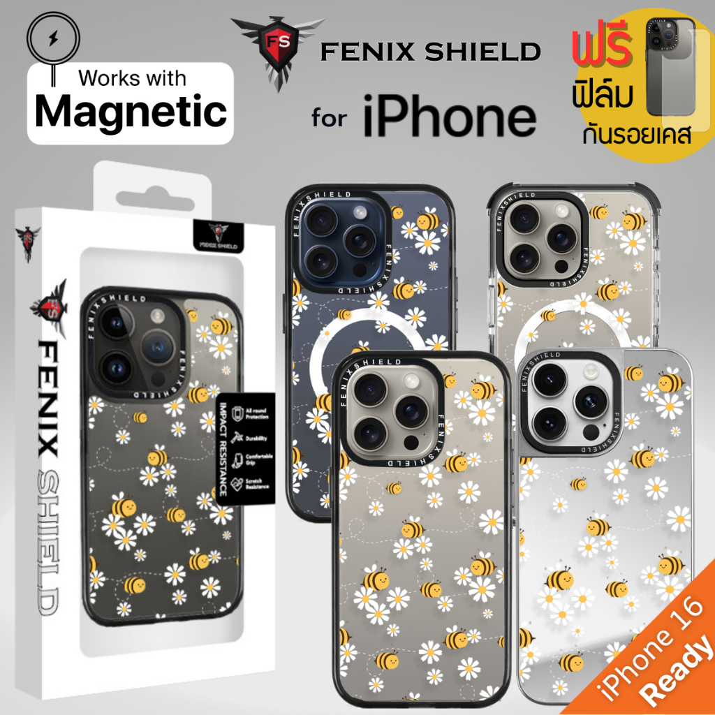 (แถมฟิล์มเคส) เคส FenixShield EXTREME Series [ FLOWER BEE ] สำหรับ iPhone 15 / 14 / Pro / Pro Max