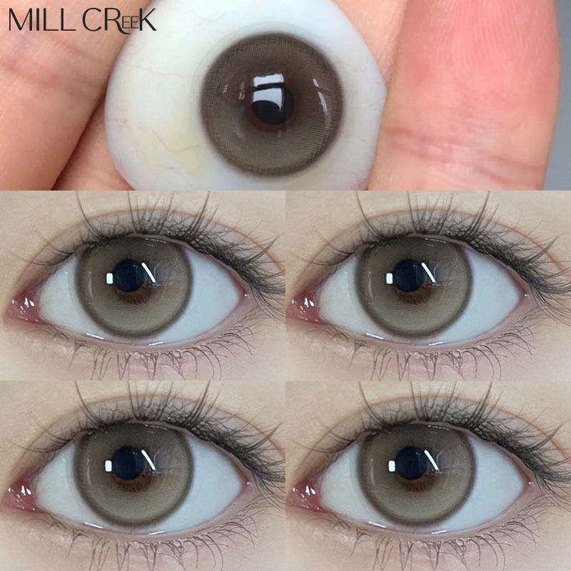 【0~-8.00】【จัดส่งที่รวดเร็ว】MILLCREEK  คอนแทคเลนส์ เลนส์ธรรมชาติสีน้ำตาล 14.00MM แต่งหน้าน่ารักเดทคอนแทคเลนส์ต