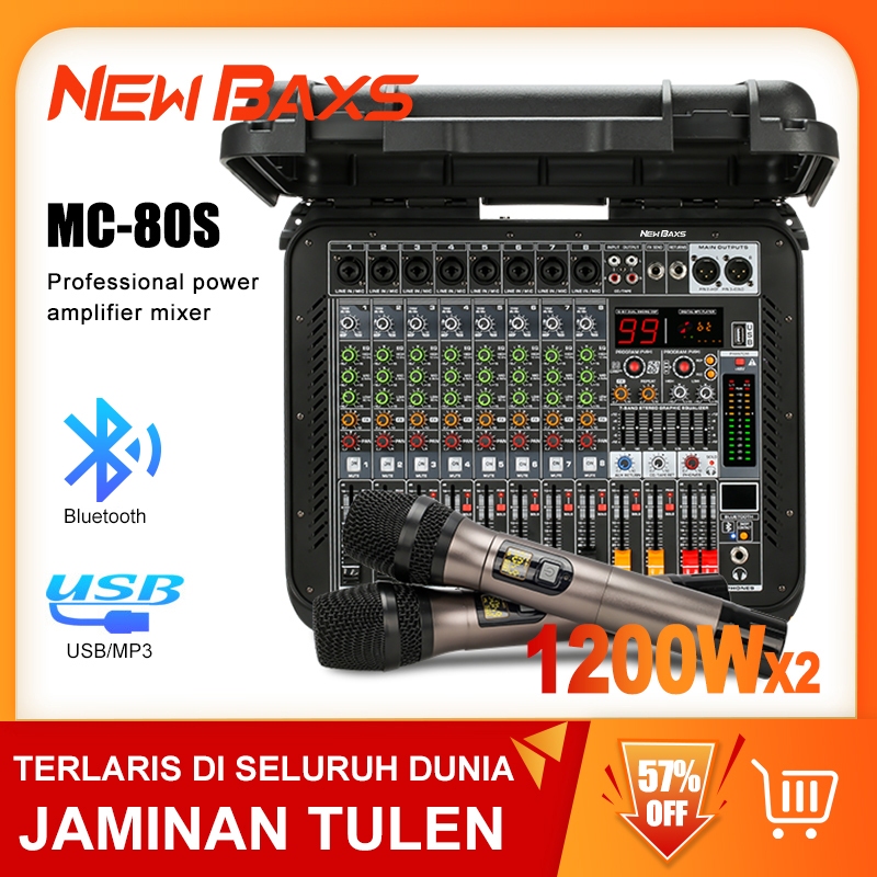 NEW BAXS MC80/MC80S เครื่องขยายเสียง 1200W 2-channel 8-channel mixer 7-segment equalizer 16DSP รองรั
