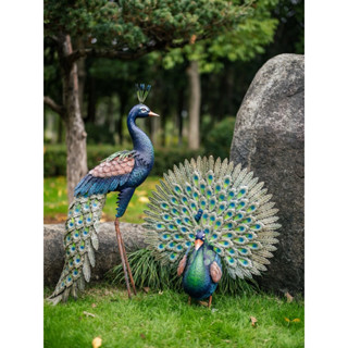 นกยูงเหล็กตกแต่งสวน แต่งบ้าน ขนาดใหญ่ ทำจากเหล็กแผ่นหนา มีน้…