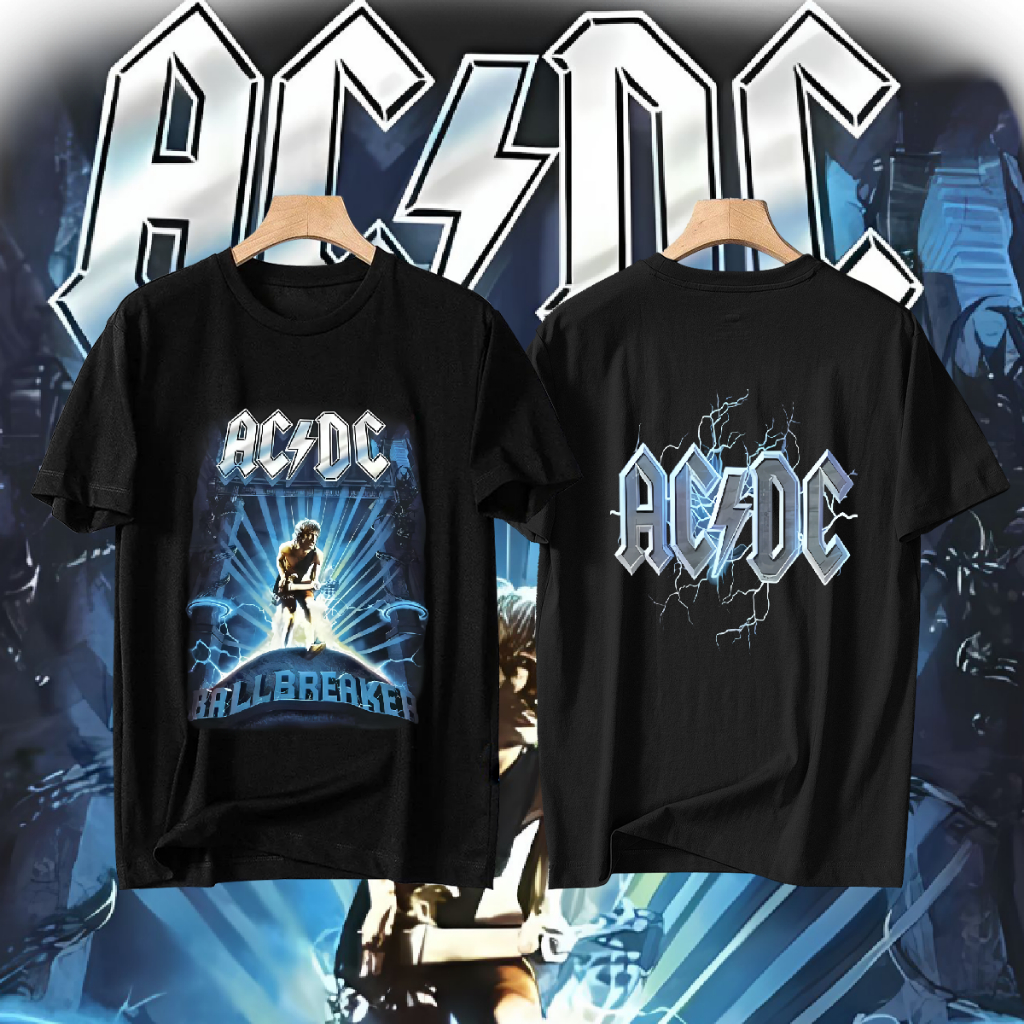 Flash sale เสื้อวงไทย สไตล์อเมริกัน ร็อค วงดนตรี ACDC การพิมพ์ เสื้อยืด ถนน ผ้าฝ้ายยืดหยุ่น คอกลม เสื้อยืด