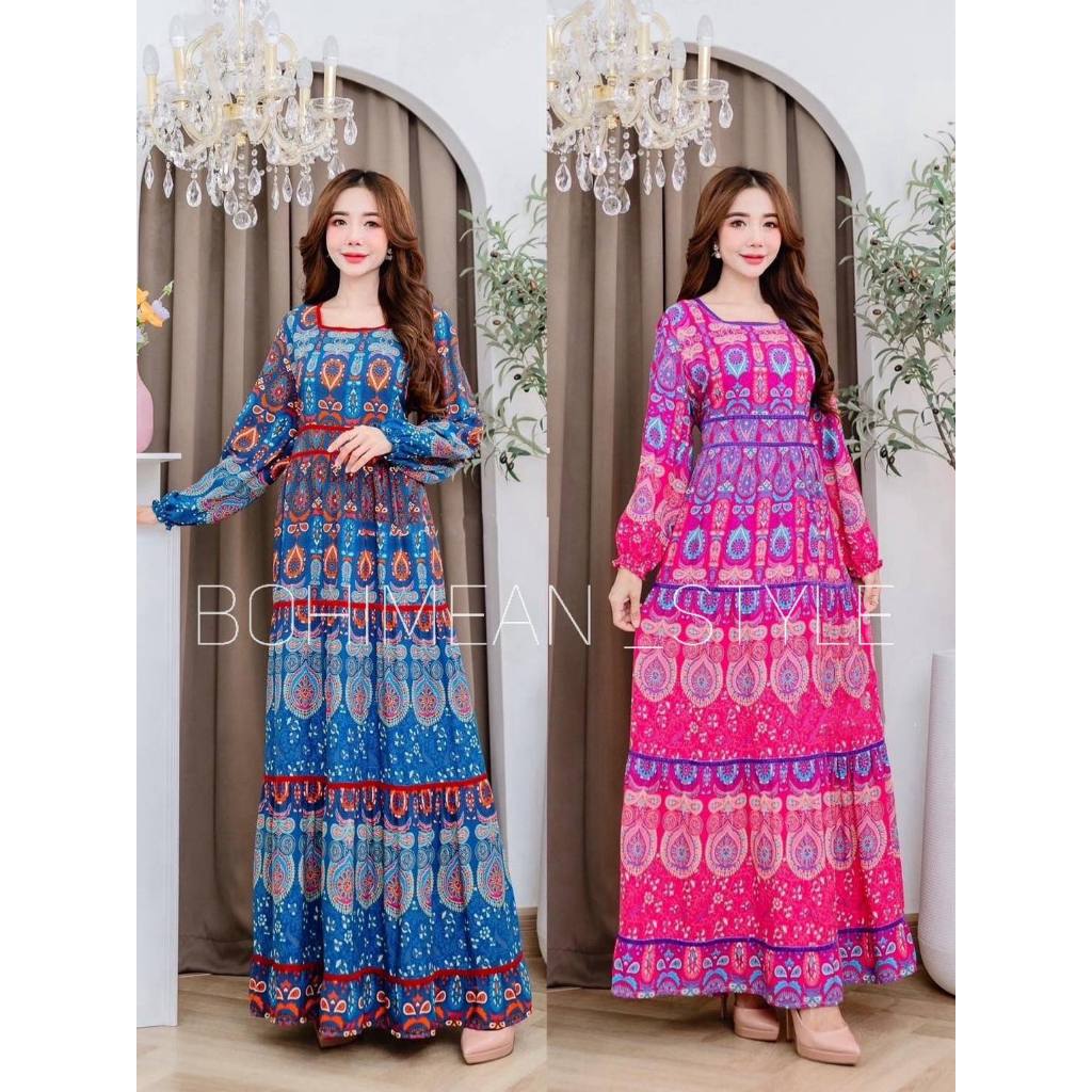 DRESS BOHEMIAN ชุดเดรสสไตล์สสาวอินเดียสีสันสดใสสวยหวาน เดรสสาวอวบใส่เที่ยว แฟชั่นโบฮีเมียนออกงาน ชุดตุรกี ราคา ถูกที่สุด ดีลบีเคเค แกลเลอรีภาพที่ 2