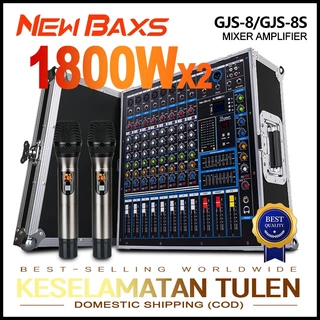 NEW BAXS เพาเวอร์มิกเซอร์ 8 ช่อง MIXER 1800W มี Echo ปรับ EQ 7 แบนด์ 16 DSP Bluetooth USB MP3 อัดเสียงได้ รุ่น GJS-8S