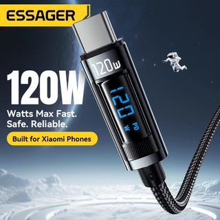 Essager 6A 120W สายเคเบิล USB ถึง Type-C พร้อมจอแสดงผลแบบดิจิทัล สายชาร์จเร็ว A ถึง C สำหรับ Xiaomi