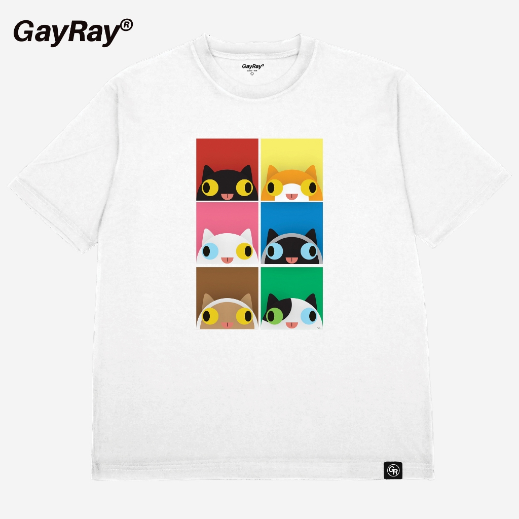 GayRay ⎰Meow Meow.⎱  เสื้อยืดโอเวอร์ไซส์ Cotton 100% นุ่่ม ใส่สบาย