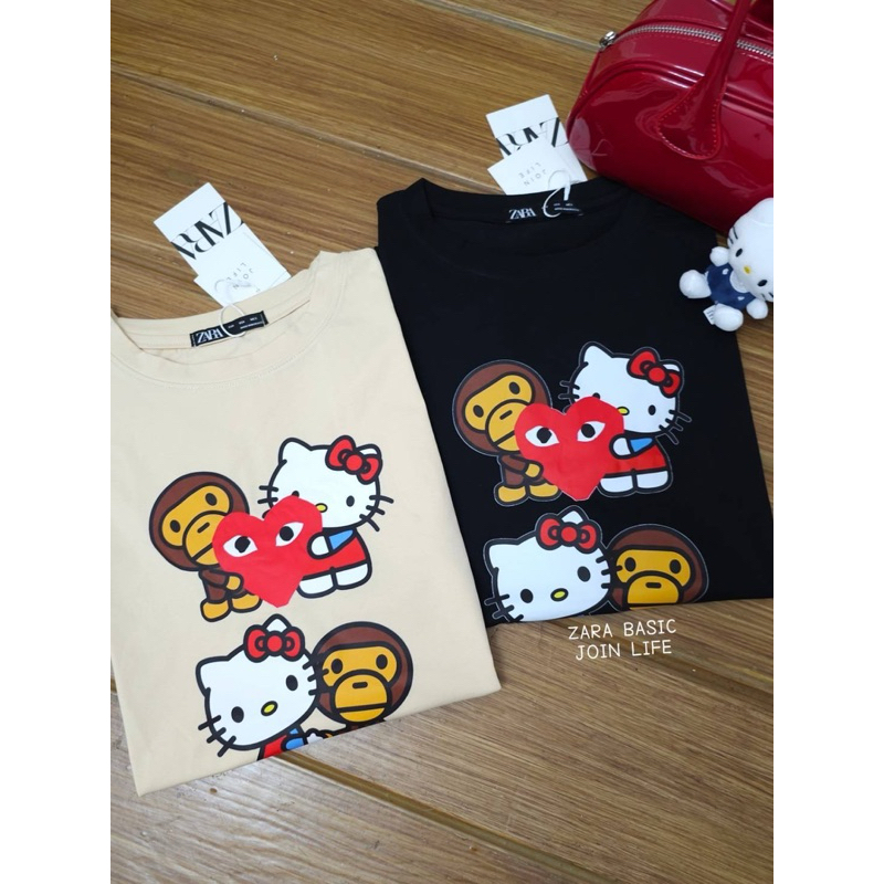 พร้อมส่ง 🎉 เสื้อยืดแฟชั่น ป้ายZara อก42 ยาว25 ผ้าซาร่าเนื้อนุ่มเด้ง คอกลม แขนสั้น งานสกรีนน่ารักๆ ดีเทลการออกแบบทันสมัย