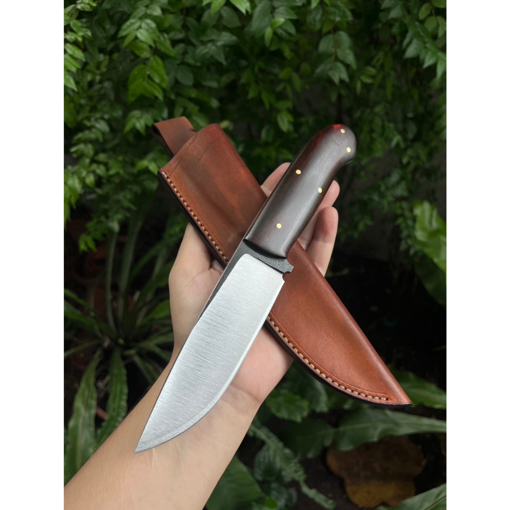 มีดโบวี่ Bowie knife มีดแคมป์ Camping knife มีดเดินป่า มีดเหน็บ ใบ 5” ตีร้อน ผิวขัด ด้ามประกบ fullta