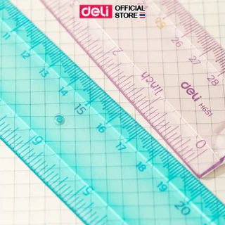 ไม้บรรทัด Deli ไม้บรรทัดงอได้ สีแฟนซี วัสดุเป็น PVC คุณภาพดี 30 cm (แพ็คคละสี 1 ชิ้้น)