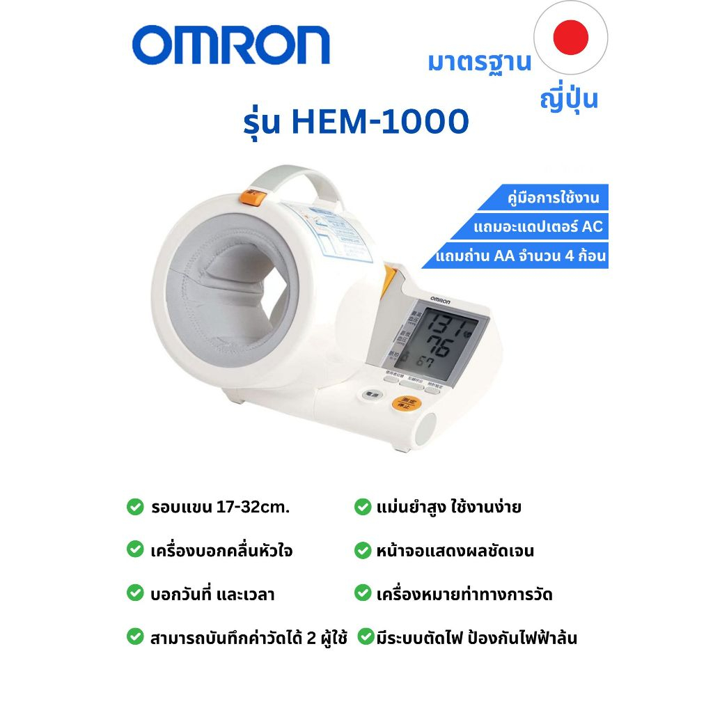 (พร้อมส่ง) OMRON รุ่นHEM-1000 เครื่องวัดความดันโลหิตแบบสอดแขน