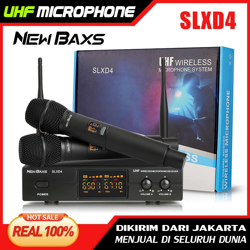 NEW BAXS [COD] SLXD4 ไมโครโฟนโลหะมือถือไร้สาย หนึ่งเครนสองครอบครัว KTV คาราโอเกะพิเศษ FM U ส่วนหนึ่ง
