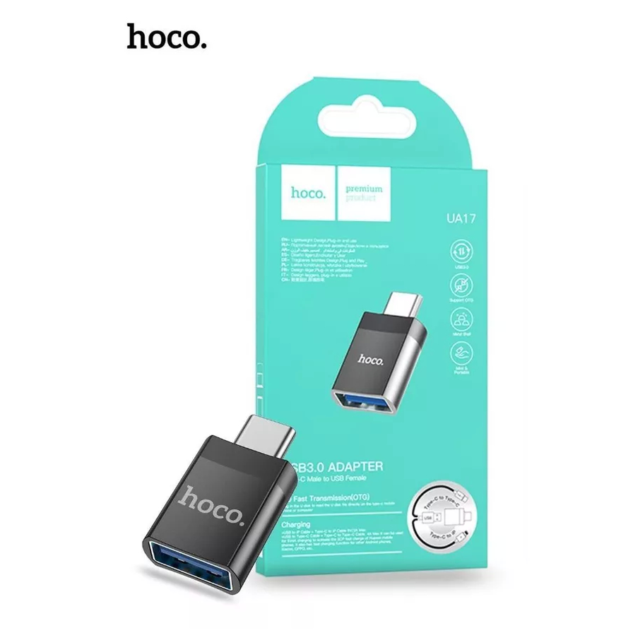 พร้อมส่ง Hoco UA17 USB-C Male to USB-A Female OTG Adapter - Black