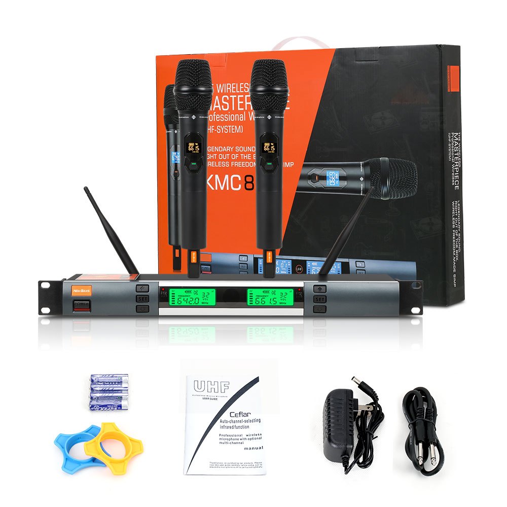 NEW BAXS KMC8 ไมโครโฟนมืออาชีพหนึ่งลากสอง UHF ไร้สายเซ็กเมนต์ปรับความถี่พูดคุยง่ายบ้าน KTVกลางแจ้งการประชุมเวทีประสิทธิภ