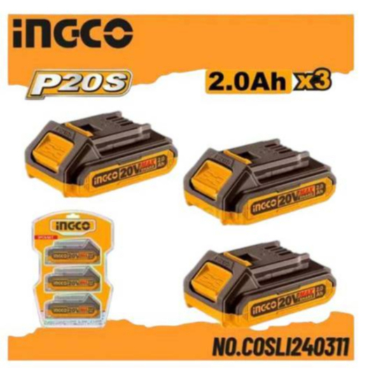 INGCO Combo Set แบตเตอรี่ 2Ah 3 ก้อน COSLI240311