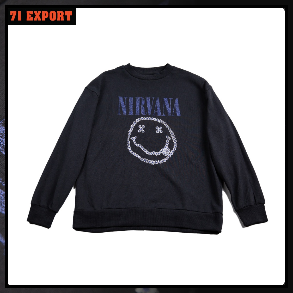 NIRVANA เสื้อสเวตเตอร์ สเวตเตอร์คอกลม เสื้อสีเทาเข้ม จัดส่งไว มีให้เลือก 2 สไตล์