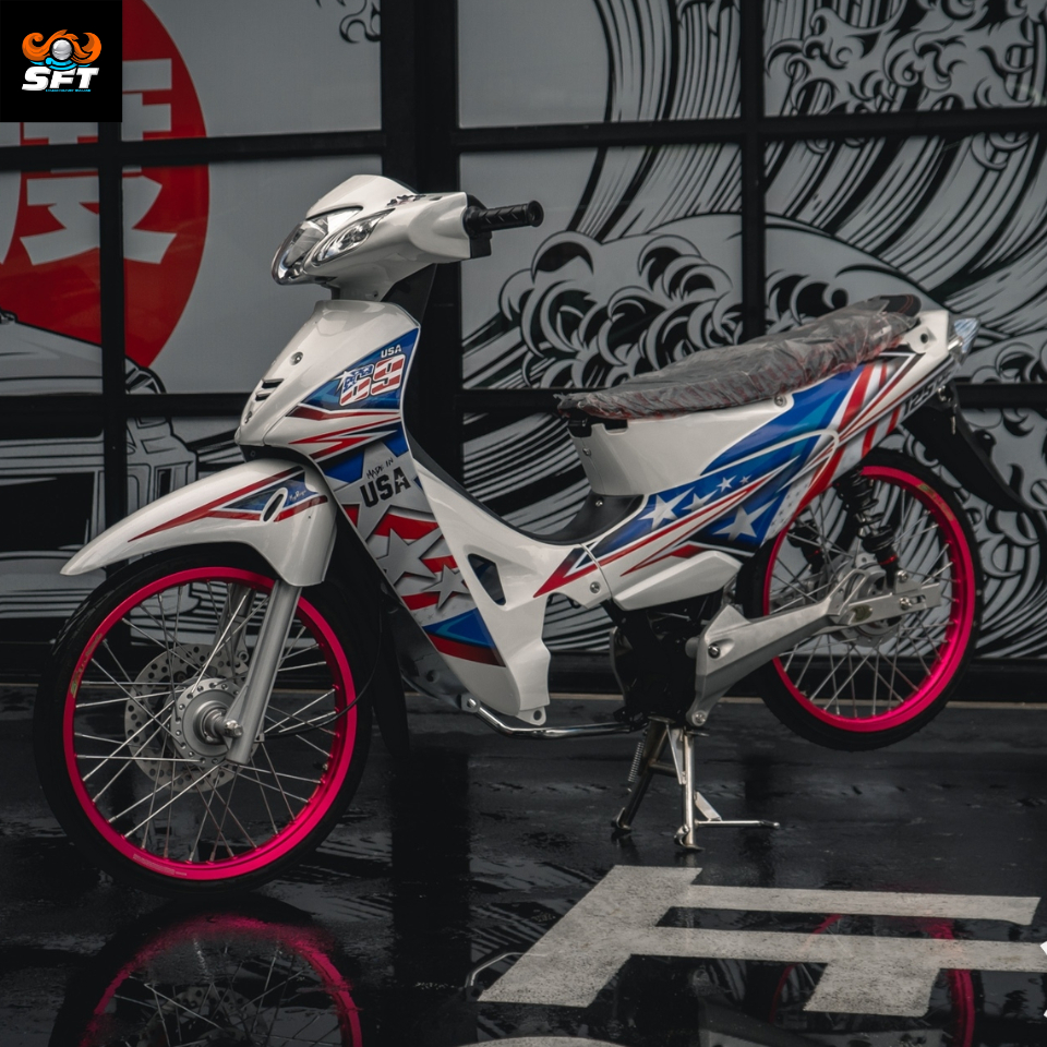 สติ๊กเกอร์ติดรถ สติ๊กเกอร์ เวฟ Honda Wave 125i/125i LED/125s/125r/125 ไฟเลี้ยวบังลม ลาย Star