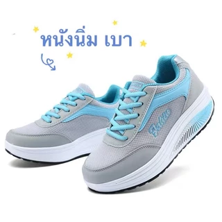 New รองเท้าผ้าใบ รุ่นใหม่ รองเท้าเพิ่มความสูงสำหรับผู้หญิง น้ำหนักเบา ใส่เดินสบาย .A076
