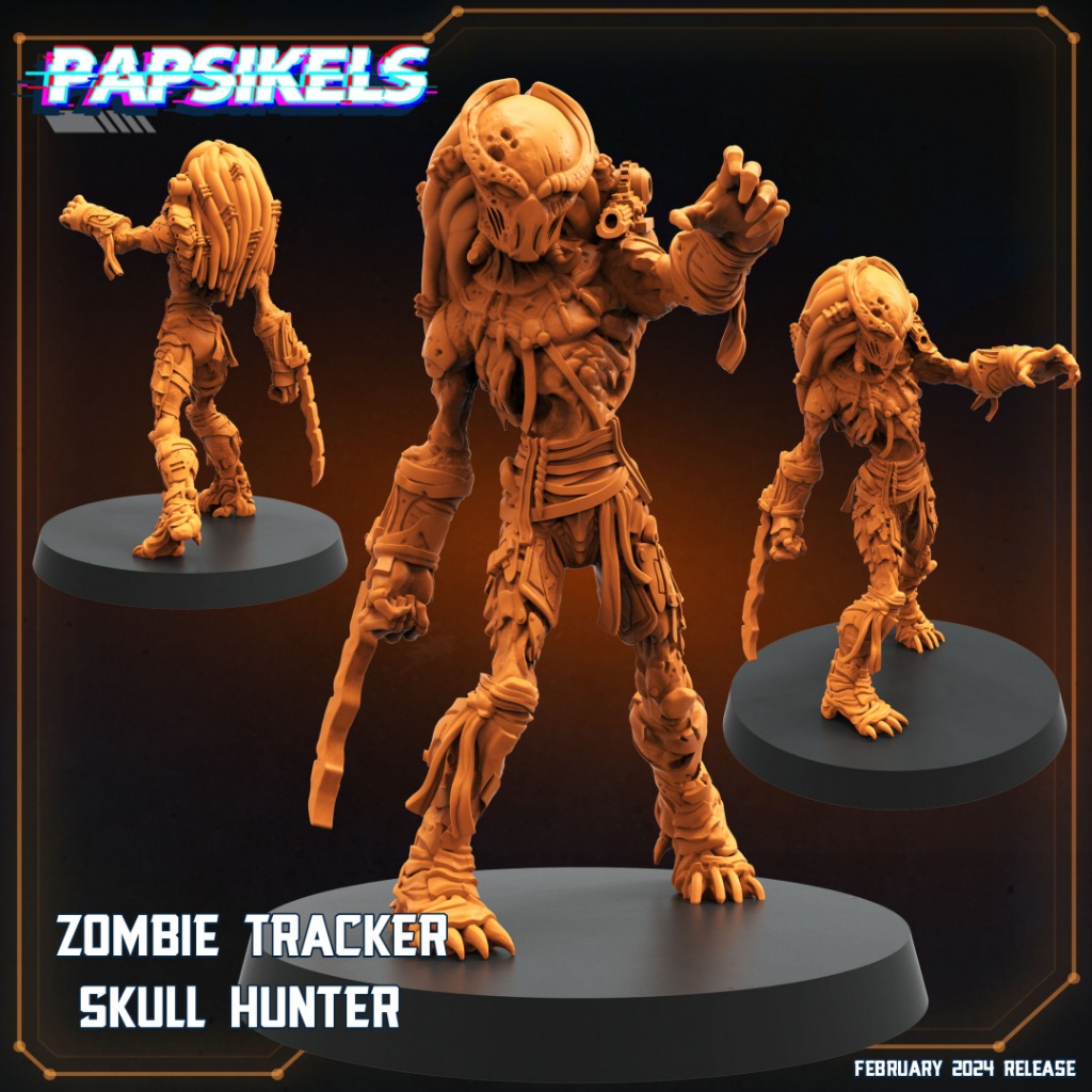 Zombie Tracker Skull Hunter - Skull Hunters - Undead Zombie Humanoid Yautja / 32mm scale 3D printed 