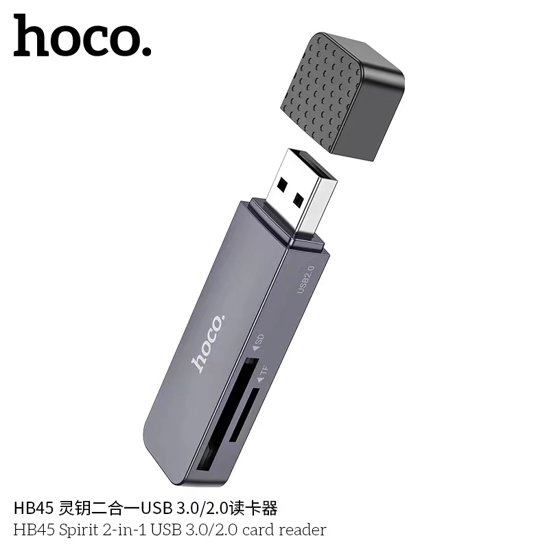การ์ดรีดเดอร์ HOCO HB45 การ์ด SD/TF Card Reader Type-C/USB 3.0 ความเร็วสูง 5Gbps ความจุสูงสุด 2TB