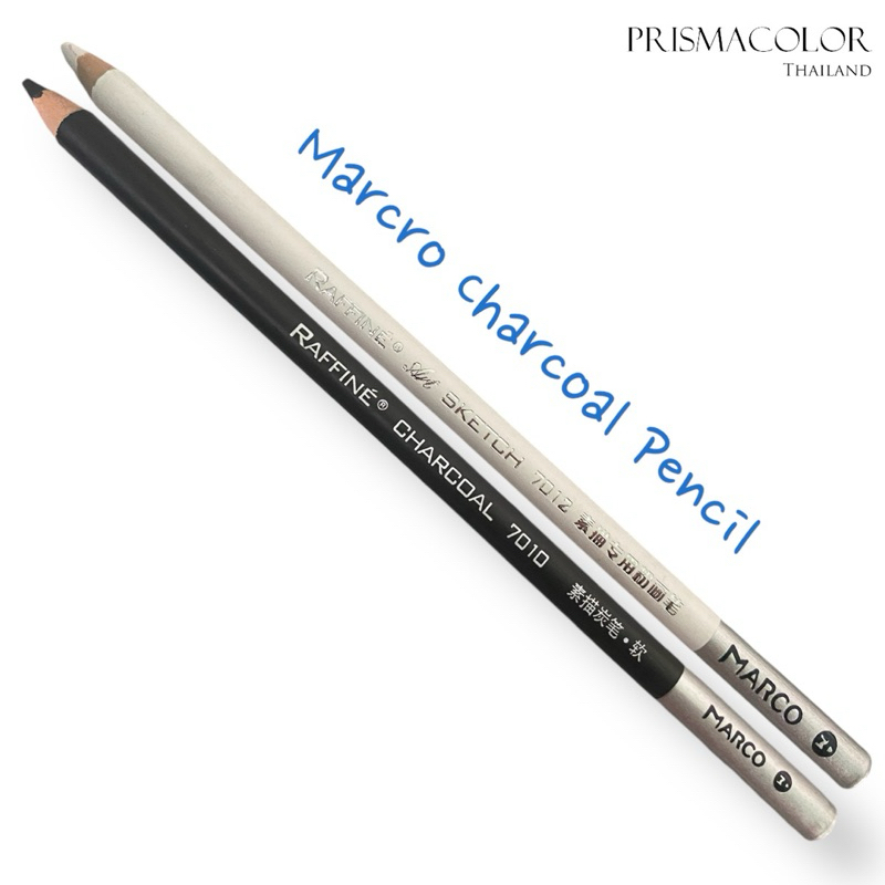 Marco Charchoal Raffine ดินสอถ่าน สีขาว, ดำ (จำหน่ายแบบแยกแท่ง) สำหรับร่างแบบ วาดภาพ