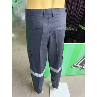 กางเกงแถบสะท้อนแสงเซฟตี้ผ้าซิโนของแท้100%มีสีดำสีกลมท่า มีเอว28-44 มี6กระเป๋า