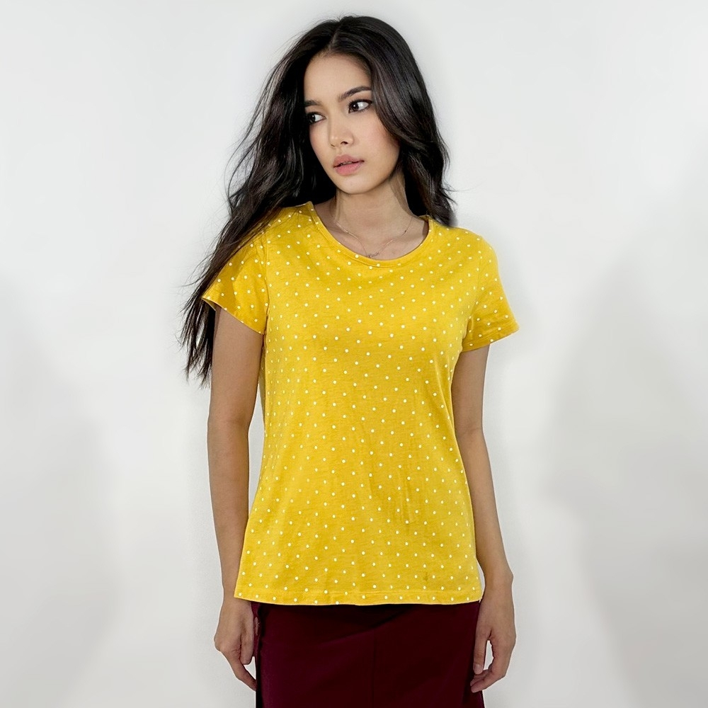 Blue Corner เสื้อยืดลายจุด แขนสั้น สีเหลือง / Short Sleeve Print Tee (YELLOW)