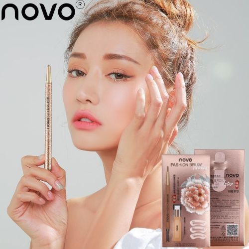 NO 5146 NOVO FASHION BROW Eyebrow เขียนคิ้ว ดินสอ คิ้ว ที่เขียนคิ้ว พร้อมไส้ดินสอ & บล็อกคิ้ว 3 ชิ้น ขนาด12g