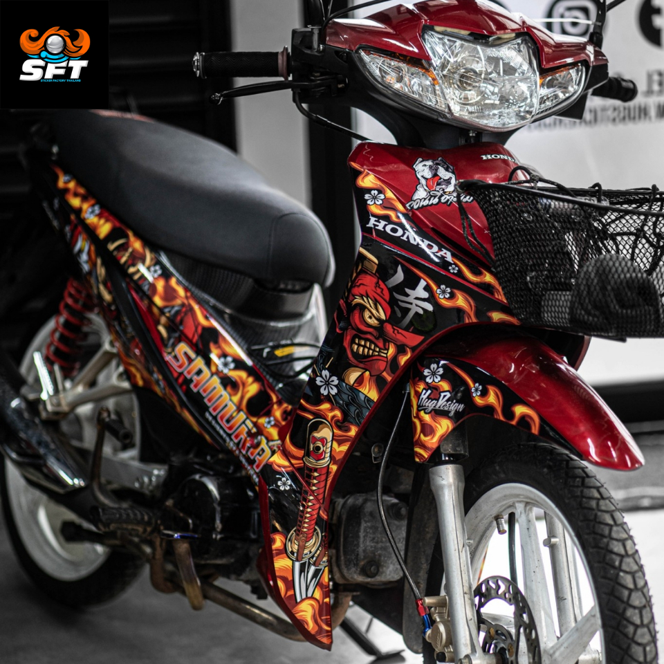 สติ๊กเกอร์ติดรถ สติ๊กเกอร์ เวฟ Honda Wave 110i / 110i LED ลาย Samurai
