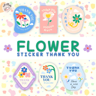 สติ๊กเกอร์ขอบคุณ thank you Flower ดอกไม้ มีให้เลือก 6 แบบ
