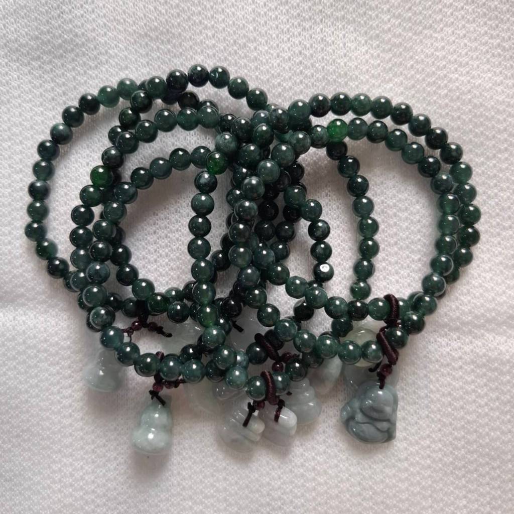 หินหยกพม่า Jade ขนาด 6 มิล เจ้าแห่งหินมีค่า เสริมความมั่งคั่งร่ำรวย หยกเขียว หินสีเขียว หินหยกแท้ พร้อมส่ง