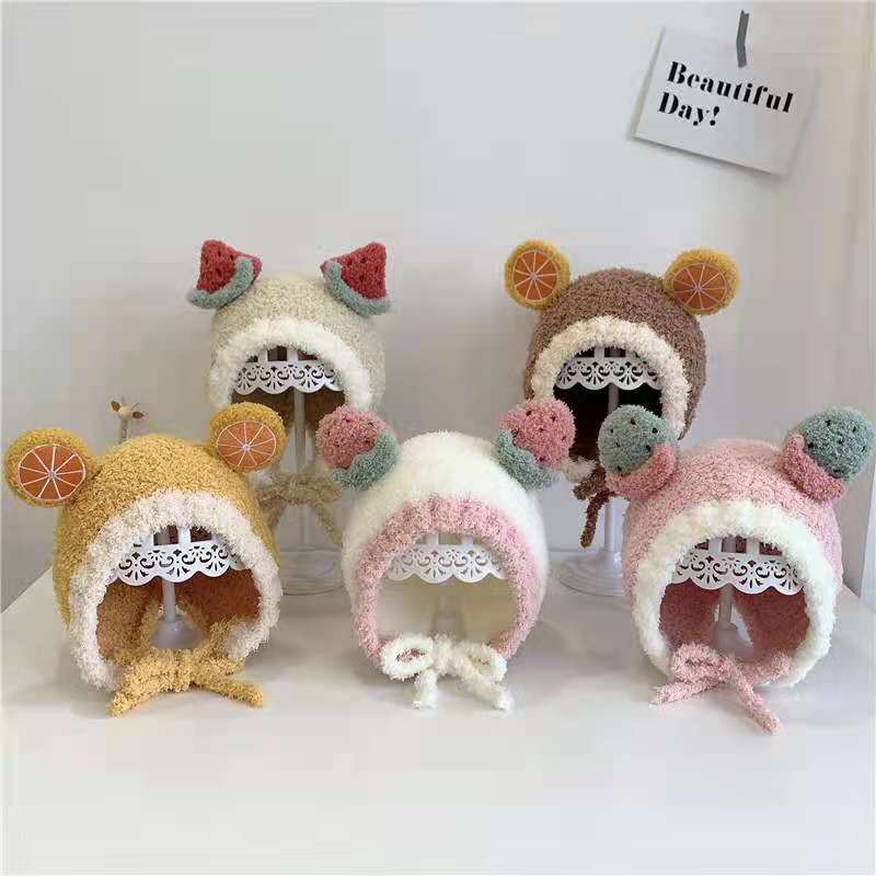 Babyonline(Y285)F1-2 หมวกเด็ก หมวกขนแกะ หมวกไหมพรมกันหนาวลายน่ารัก ผ้านิ่ม ใส่สบาย อบอุ่น