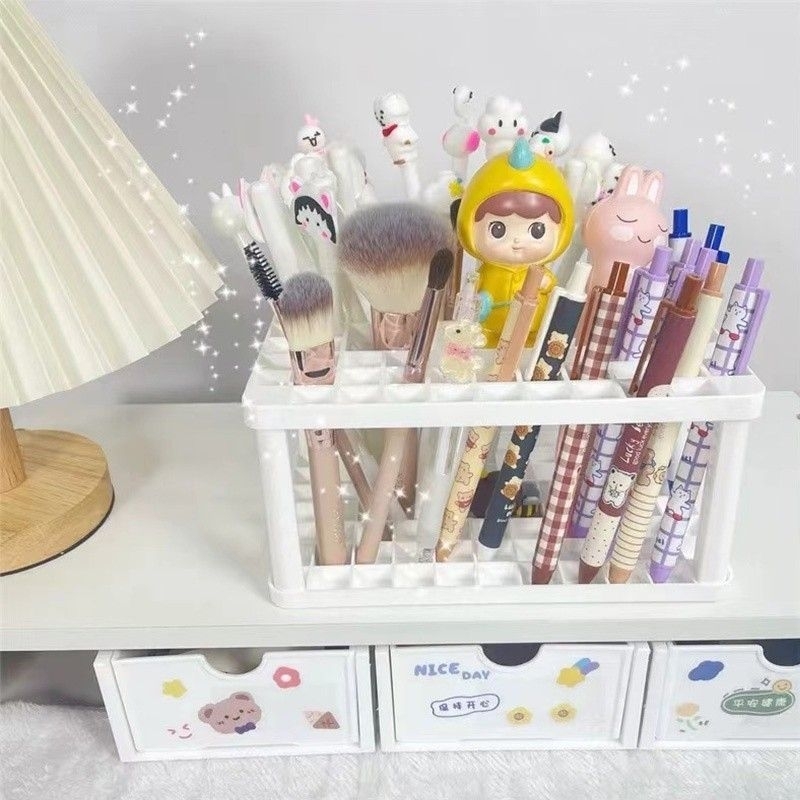 📣 สินค้าพร้อมส่ง(ไม่ต้องรอ)กล่องใส่แปรง 49ช่องสุดหรูหรา ดีไซน์สวย สามารถจุของได้เยอะมาก
