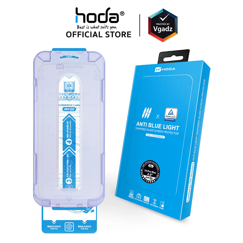 Hoda ฟิล์มกระจกสำหรับ iPhone 16 Pro / 16 Pro Max รุ่น Glass Protector Blue Light Filter (BLC)