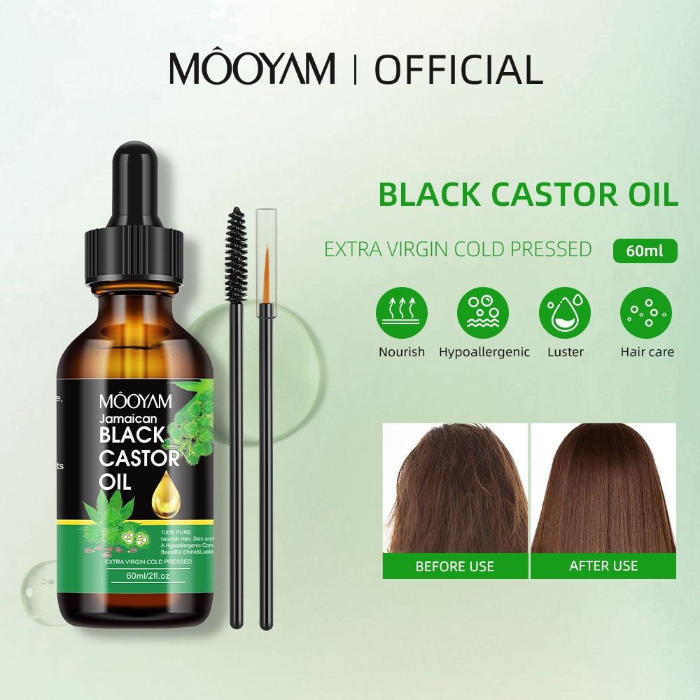 MOOYAM น้ำมันละหุ่ง น้ำมันหมักผม น้ำมันละหุ่งจาเมกา 100% ส่งเสริมการเจริญเติบโตของเส้นผมเพื่อบำร Hair Growt Oil