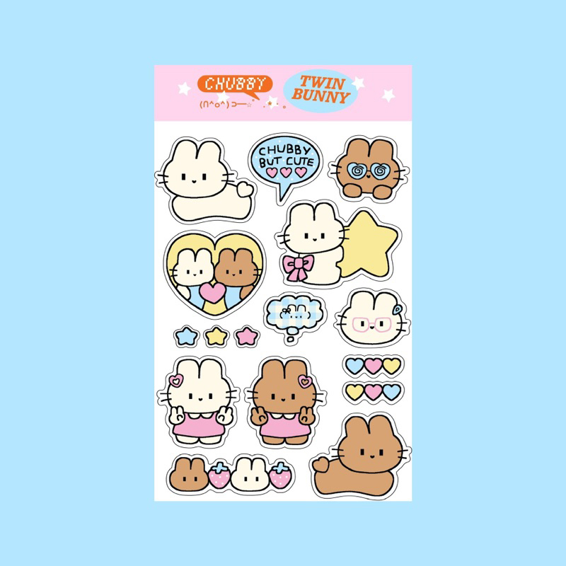 (Sticker) babidi : CHUBBY BUNNY / สติกเกอร์ลายกระต่าย Vol.2