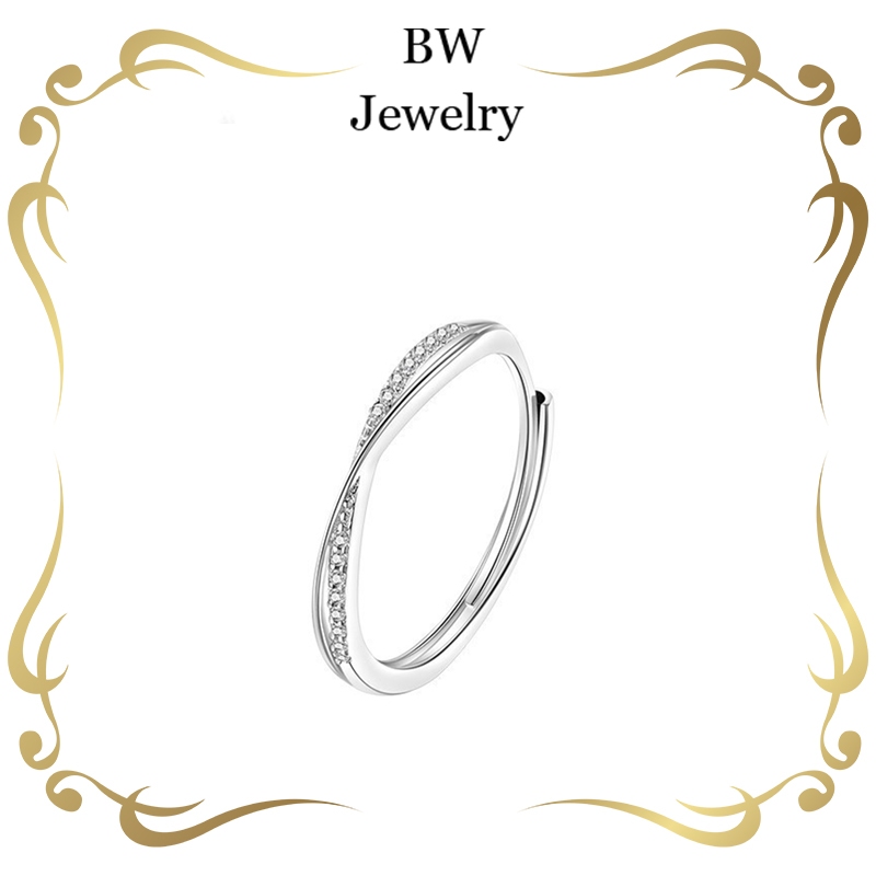 BW jewerly แหวนผู้หญิง  ทันสมัยและประณีต สว่านแถว แหวนนิ้วชี้ แหวนเพชร （ปรับขนาดได้）