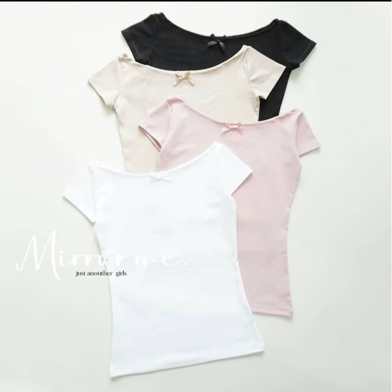 เสื้อปาดไหล่ แต่งโบว์