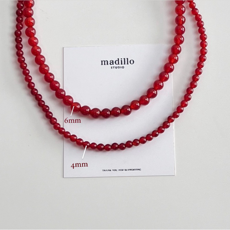 madillo red velvet ลูกปัดหินอาเกตธรรมชาติ เกรด A