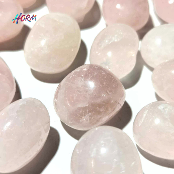 (1ชิ้น) หินขัดมน Rose Quartz ขัดมน โรสควอตซ์ หินแร่ธรรมชาติ แท้100% อัญมณี  พลอย