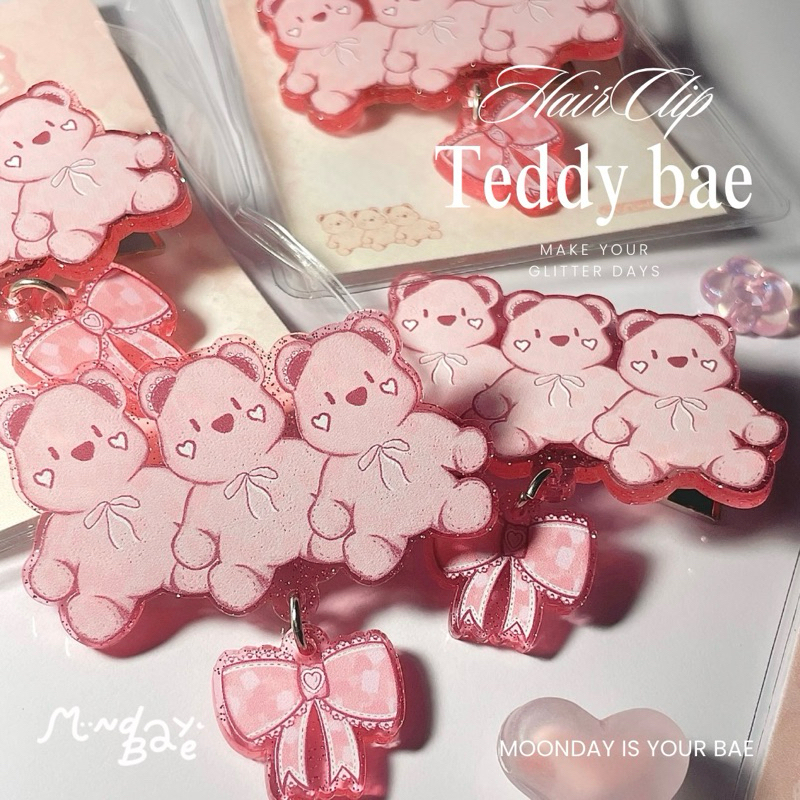 Hair Clip : Teddy bae (กิ๊บติดผมน้องเท็ดดี้เบ) 🧸🎀 — moonday.bae