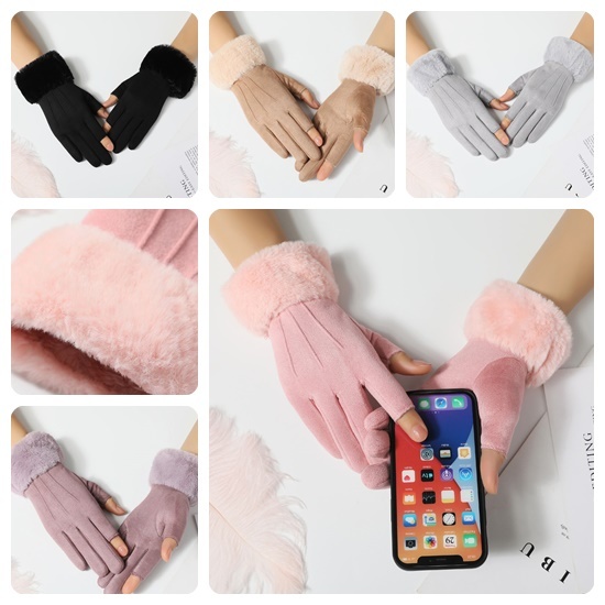 TB73 ถุงมือกันหนาว แบบปลายนิ้วเปิด