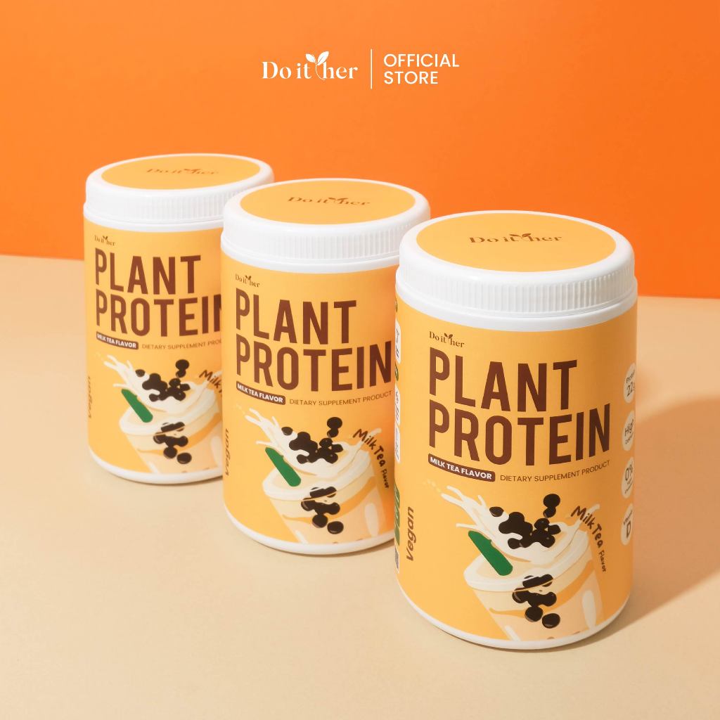 Do it her Plant Protein โปรตีนพืช รสชานมบราว์ชูการ์ 350 กรัม 3 กระปุก