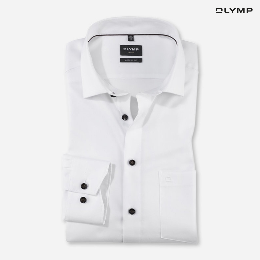 OLYMP LUXOR Shirt เสื้อเชิ้ตผู้ชายแขนยาว สีขาว ผ้าเท็กเจอร์ ใส่สบาย AUTU24 เสื้อเชิ้ตทำงาน ชุดทำงาน