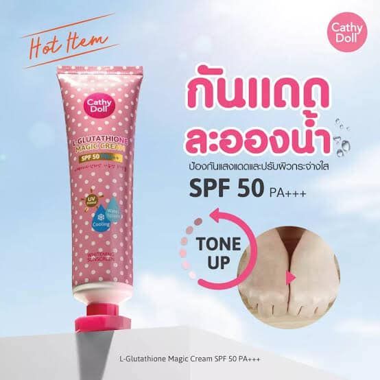 【รุ่นลายจุด】Cathy Doll แอลกลูต้าไธโอนเมจิกครีม【หลอดใหญ่138ml】L-Glutathione Magic Cream SPF50 PA+++