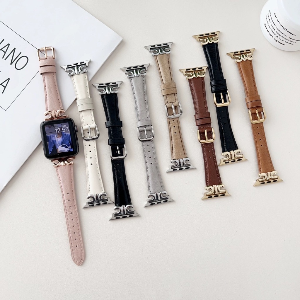 พร้อมส่ง สายหนังสไตล์ CE LINE ใช้ได้กับ Smart Watch 10 9 8 7 6 5 4 3 2 1 Se Ultra CD99 H13mini H14Ultra WatchX X69 X29