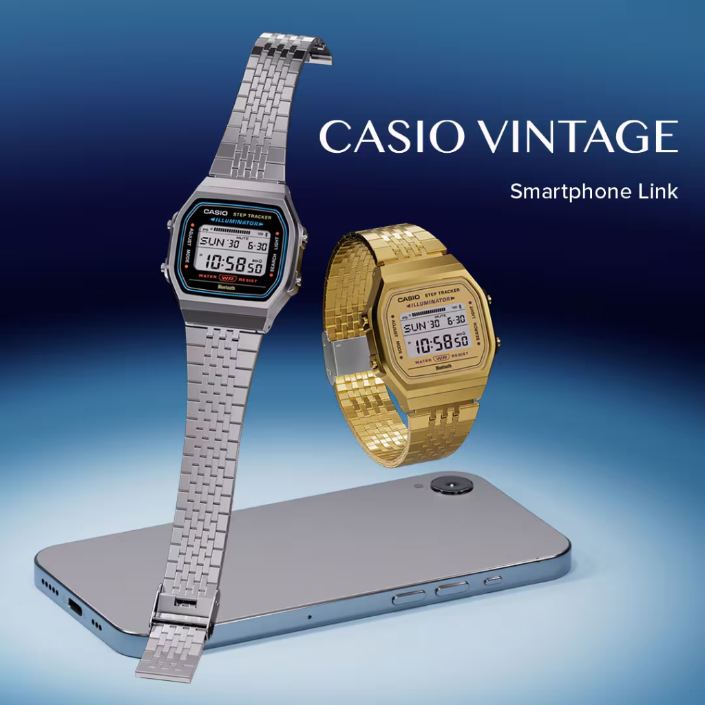 ์New!! นาฬิกา Casio รุ่น ABL-100WE นาฬิกาสไตล์วินเทจ Mobile link ,Step tracker -ของแท้ 100% ประกันศูนย์ CMG