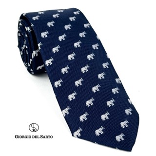 Giorgio Del Sarto Elephant Silk Necktie 7.5 cm Blue Elephant…