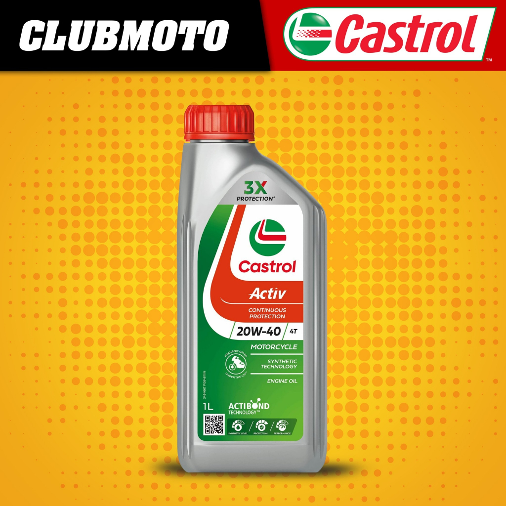 น้ำมันเครื่อง CASTROL  ACTIVE 4T 20W40 ขนาด 0.8L. สำหรับรถมอเตอร์ไซค์ ขวดเทา